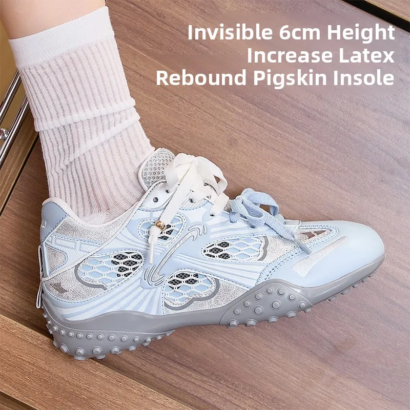 invisible-heightening-sport-thin-bottom-dequn-shoe-silver-fashion-ballet-casual-shoe-four-leaf-clover-limited-edition