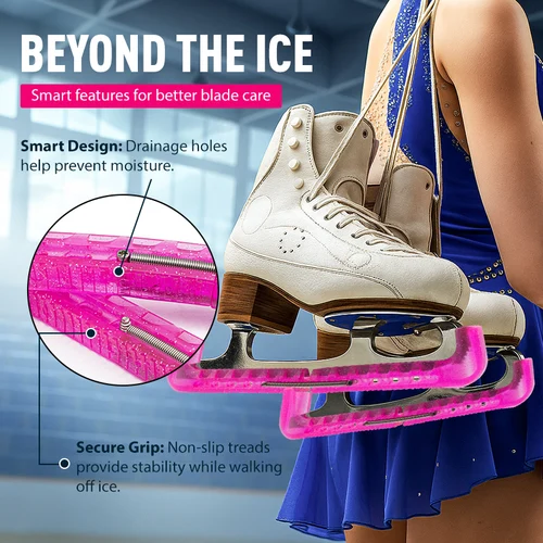 Imagen 2 del producto UICE 1 par de plástico suave Hockey sobre hielo figura patín hoja Protector cubierta Protector patín sobre hielo corredor protectores para mujeres hombres jóvenes niños