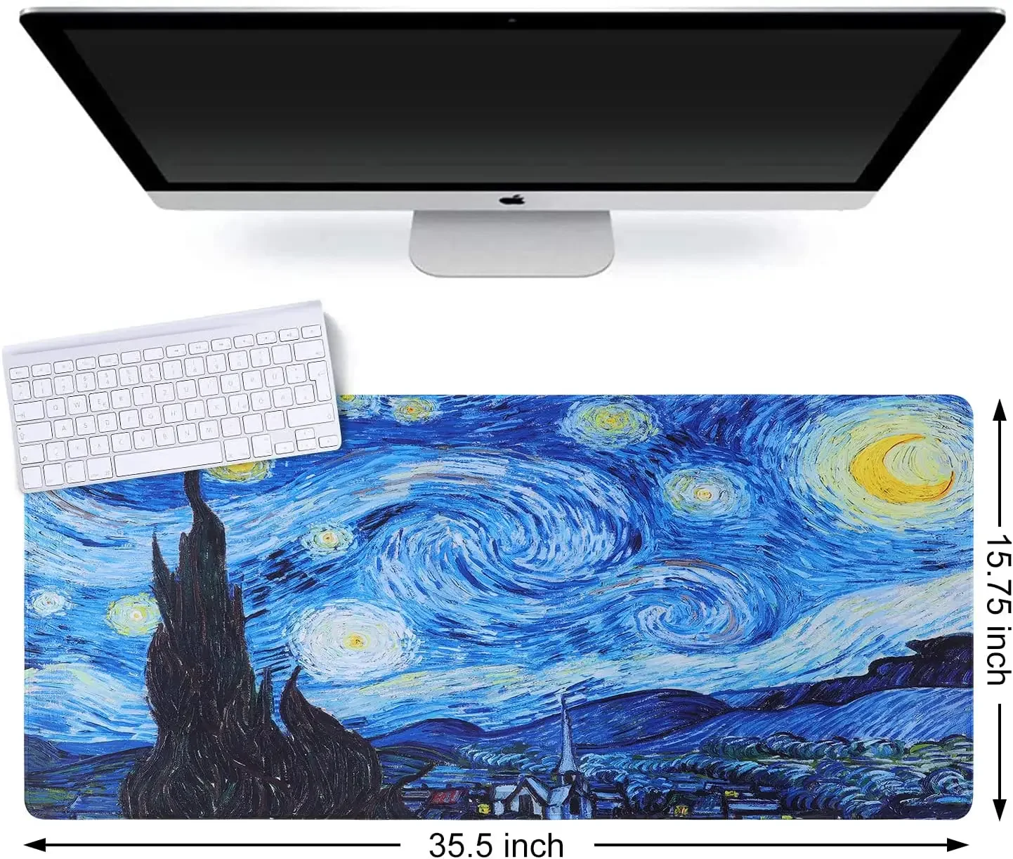 Starry Night Extended Gaming Mouse Pad Non-Slip Water-Resistant Rubber Base Computer Keyboard Mouse Mat Desk Protector for Work