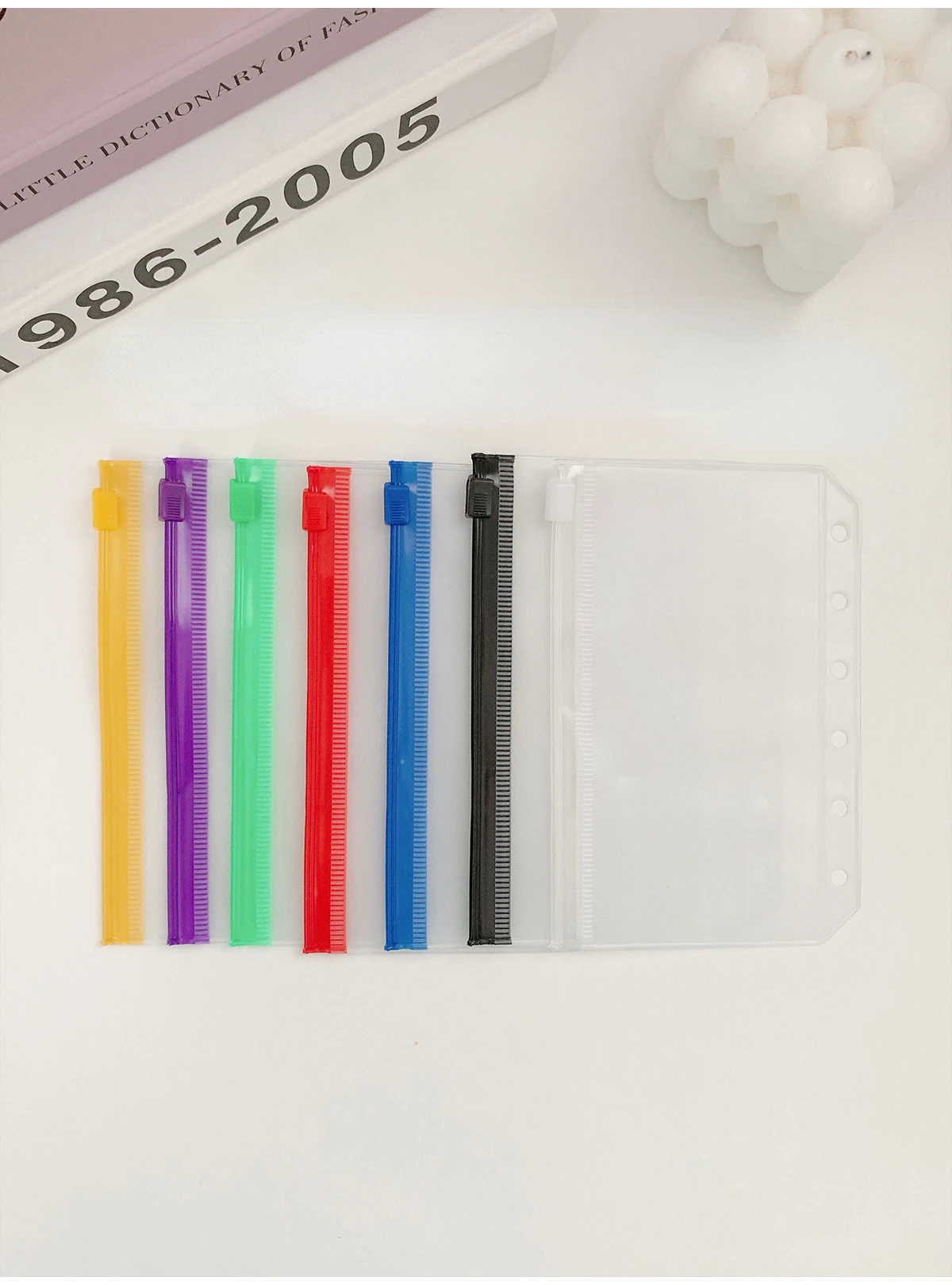 A7 Colorful Binder Zipper Folders For 6-Ring Notebook Binder Transparent Loose Leaf Document Filing Bags