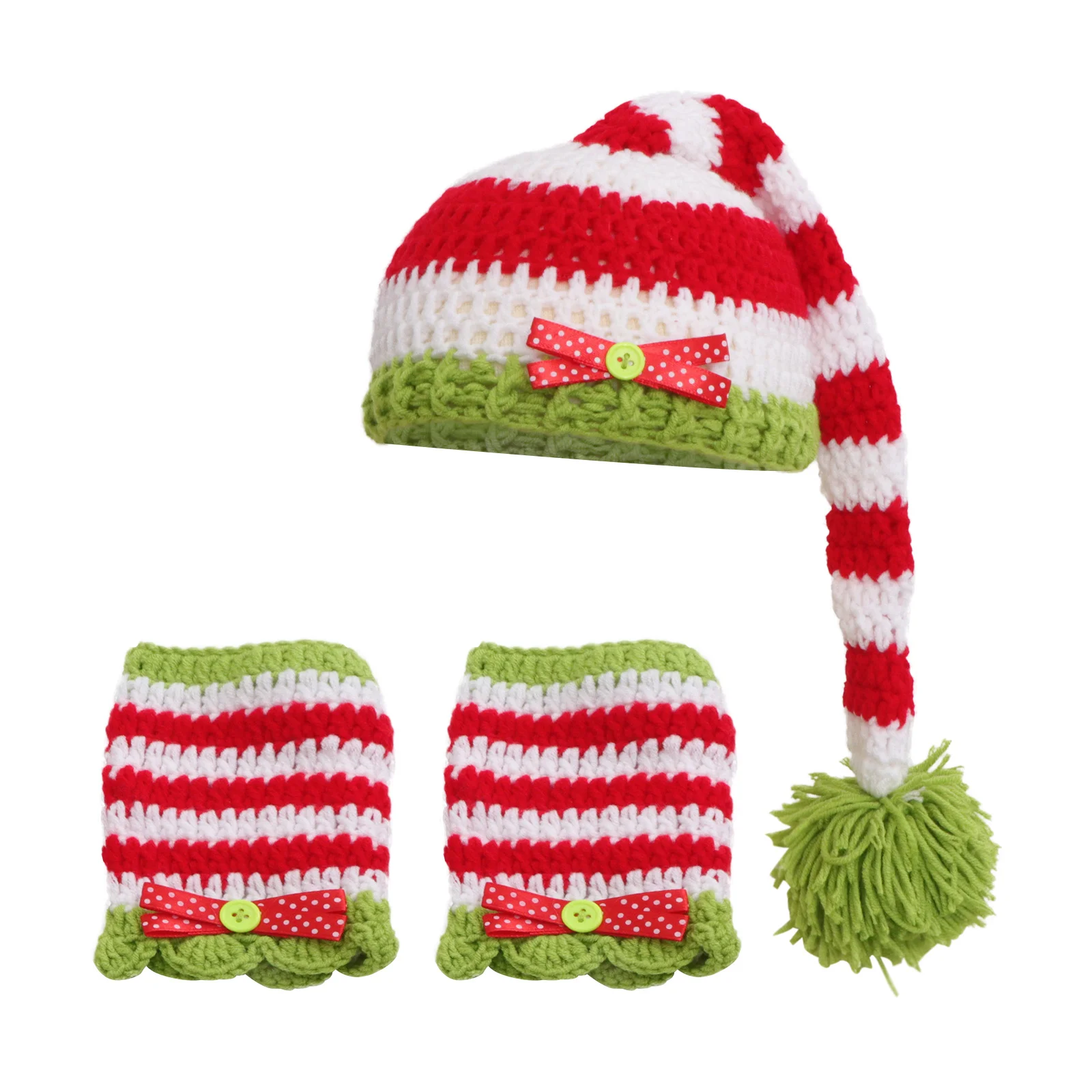 Christmas Style Knitted Baby Clothes Set for 0-3 Months Newborn Infant Handmade Crochet Hat Breathable Elastic Design Perfect