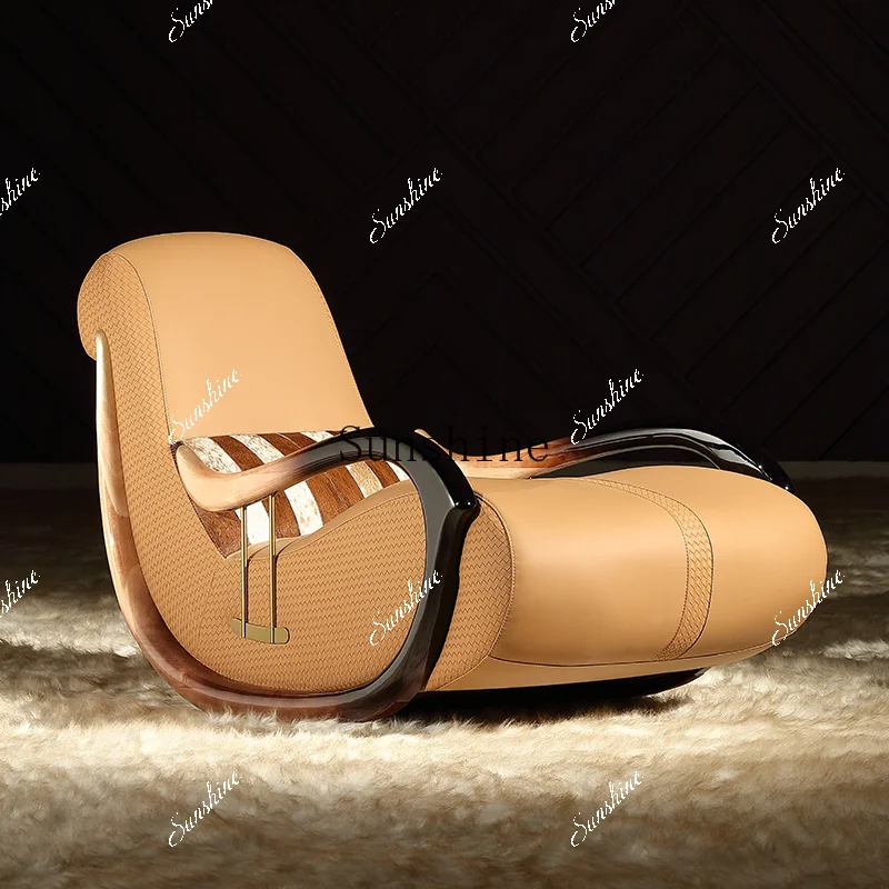 Design Snail Leather Lounge Chair Light Luxury Art Leisure Rocking Chair Aesthetics International Hall K1  FT
