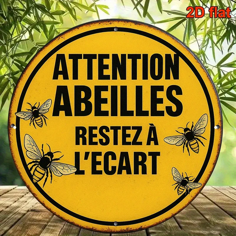 2D Flat, 1pc, 20x20cm  Round French Aluminum Sign, 