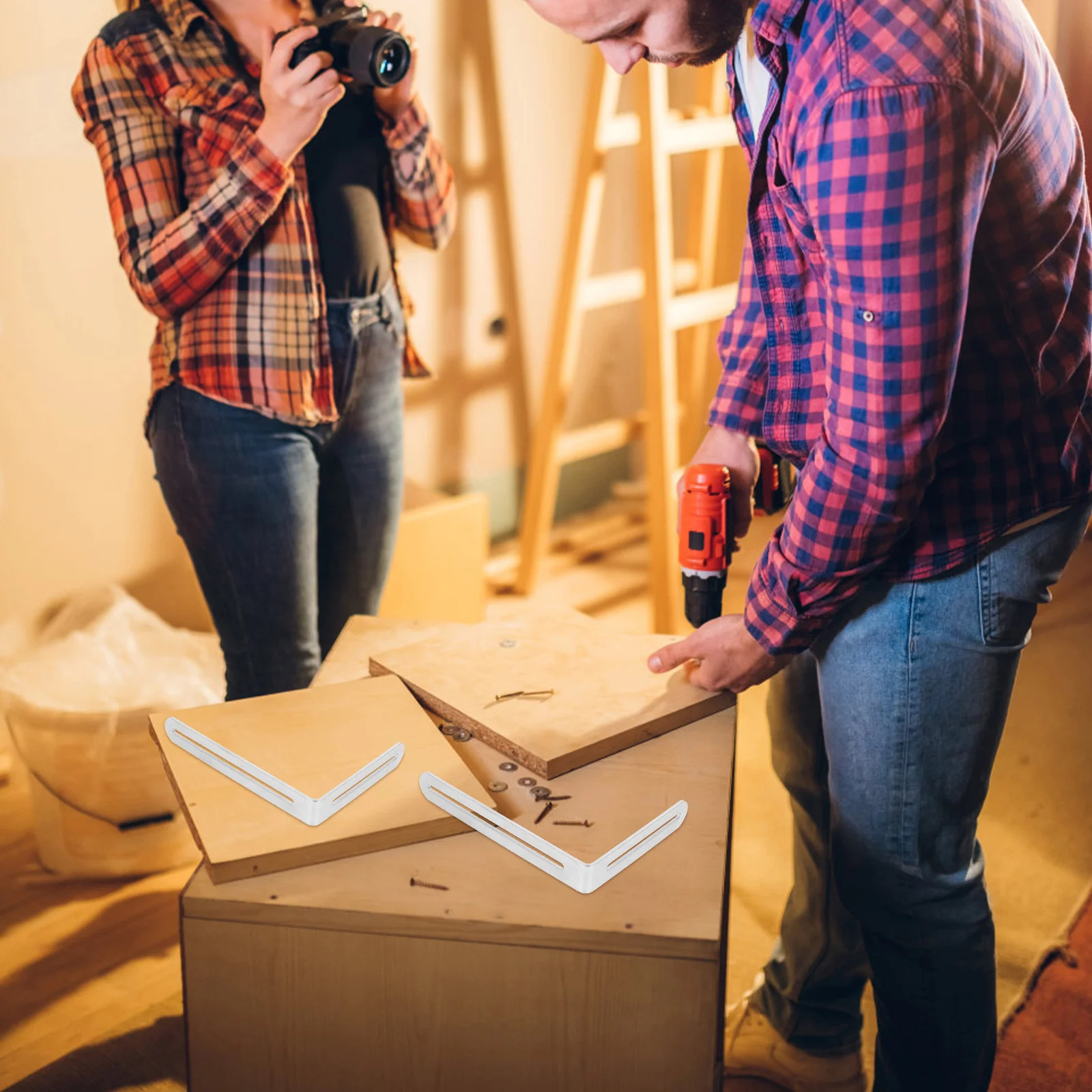 

5Pcs L Shape Corner Braces Stainless Steel Slotted Angle Brackets Adjustable Furniture Fixing Supports for Wood Shelves