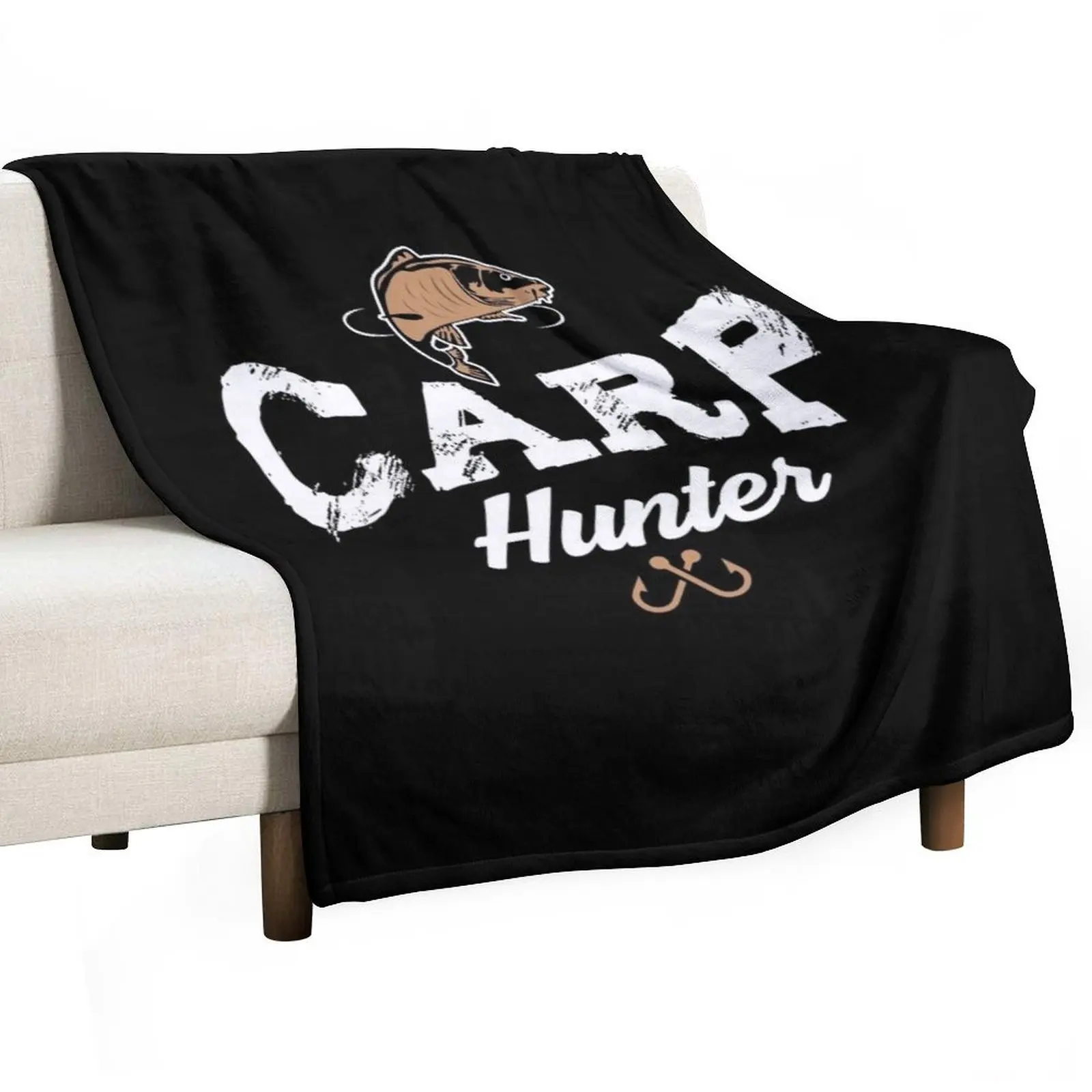 

Carp hunter fisherman Throw Blanket Machine Washable Soft Warm Blanket