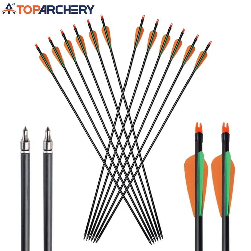 

Стрелы Toparchery стрелы из стекловолокна для стрельбы из лука 31 дюйм для практики охоты со сменным наконечником для повторного отверждения и блочного Лука