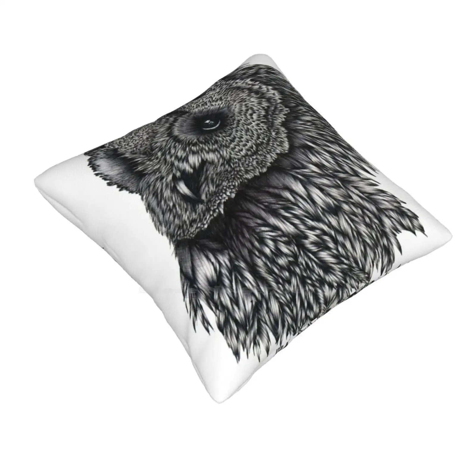 Forsythe Pillows Case Bedroom Home Decoration Owl Feathers Bird Black And White Ballpoint Pen Drawing Ink Drawing Animal Art