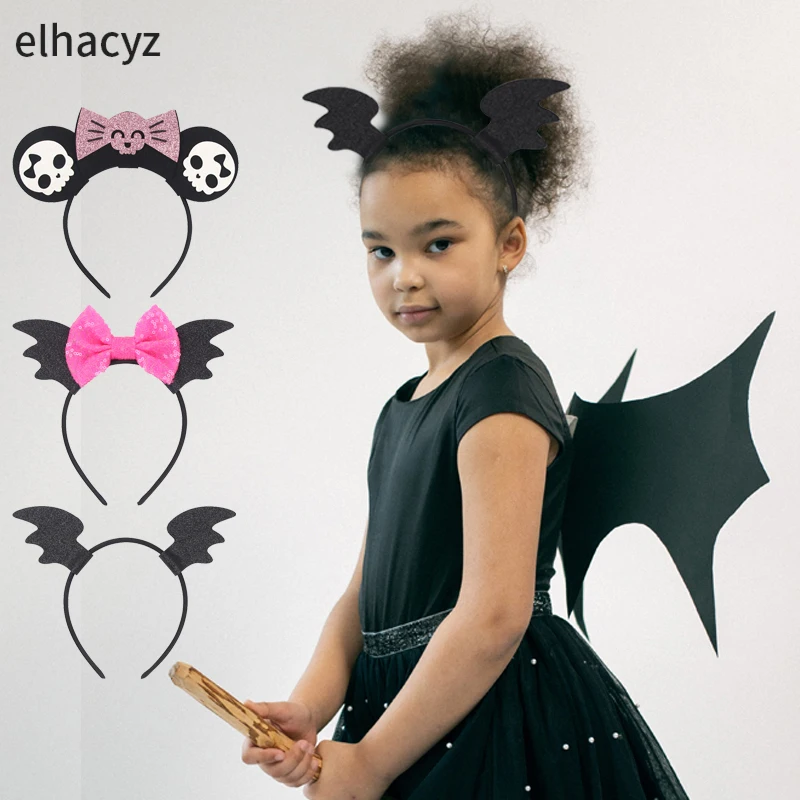 Halloween Bat Wings Headband New Black Vampire Devil Cosplay Hairband Kids Hair Accessories Festival Masquerade Party Headwear