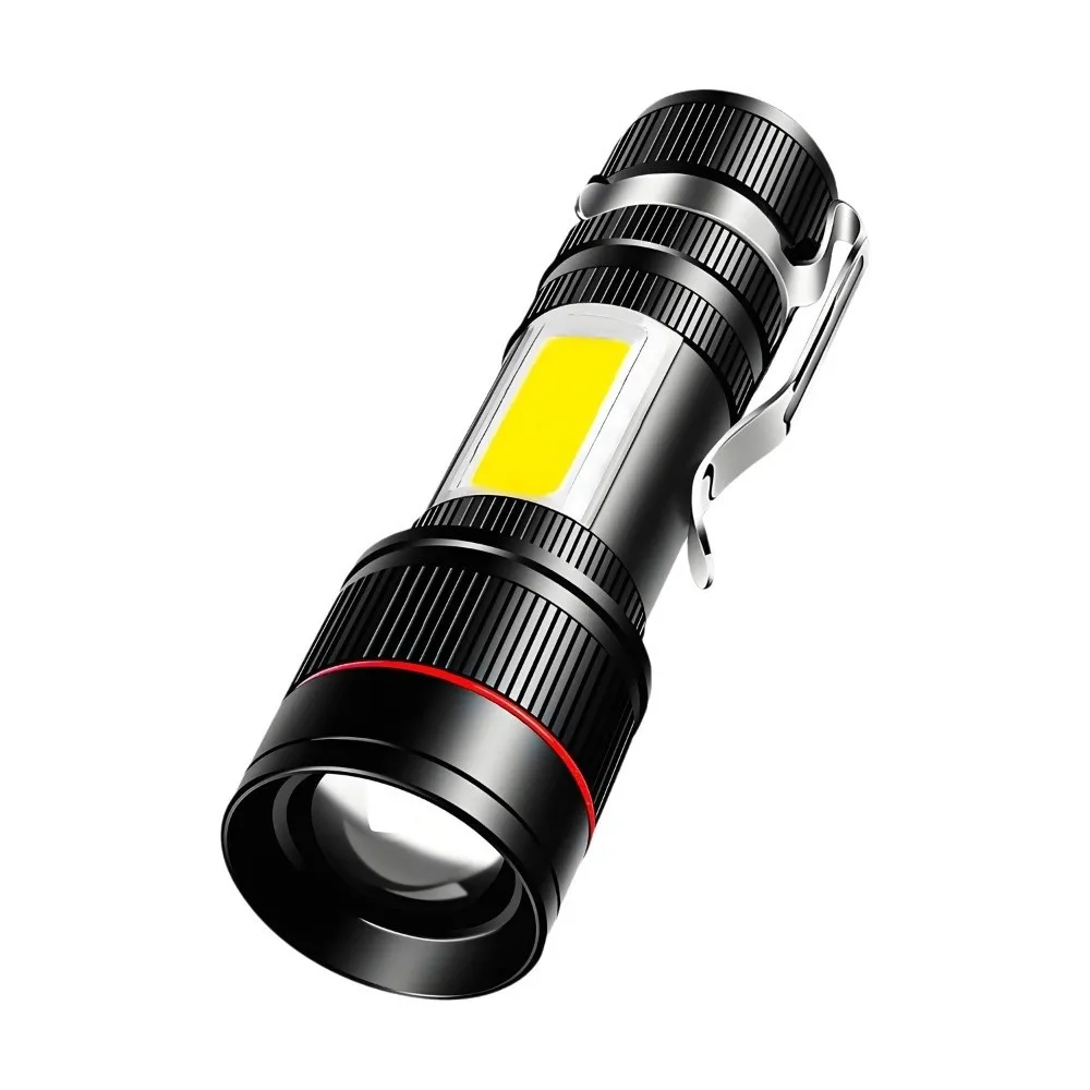 Portable Mini Flashlight Three Lighting Modes High Brightness Pocket Camping Light Aluminum Alloy USB Rechargeable
