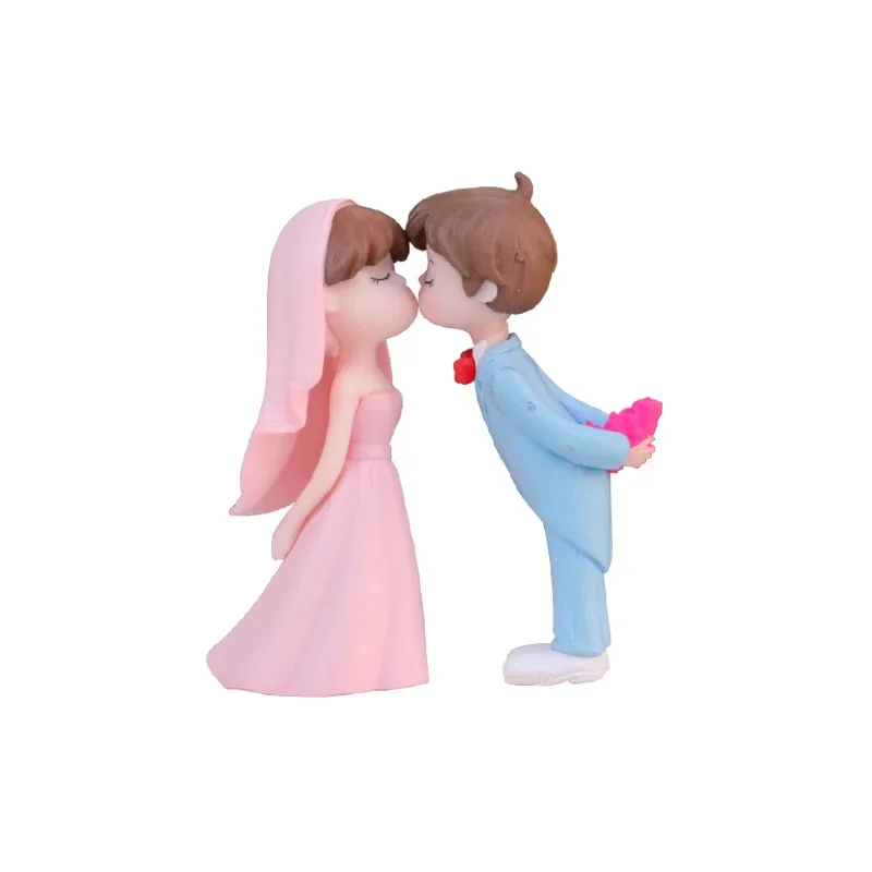 2Pcs Wholesale couple doll groom and bride kiss human-shaped ornament, wedding room decoration couple small gift