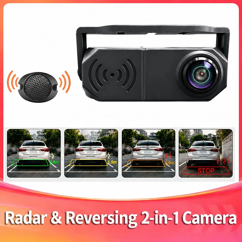 1080P Car Radar Rear View Camera Parking Sensor Reverse Backup Camera with Buzzer Alarm Distance Detection Parking Assist System