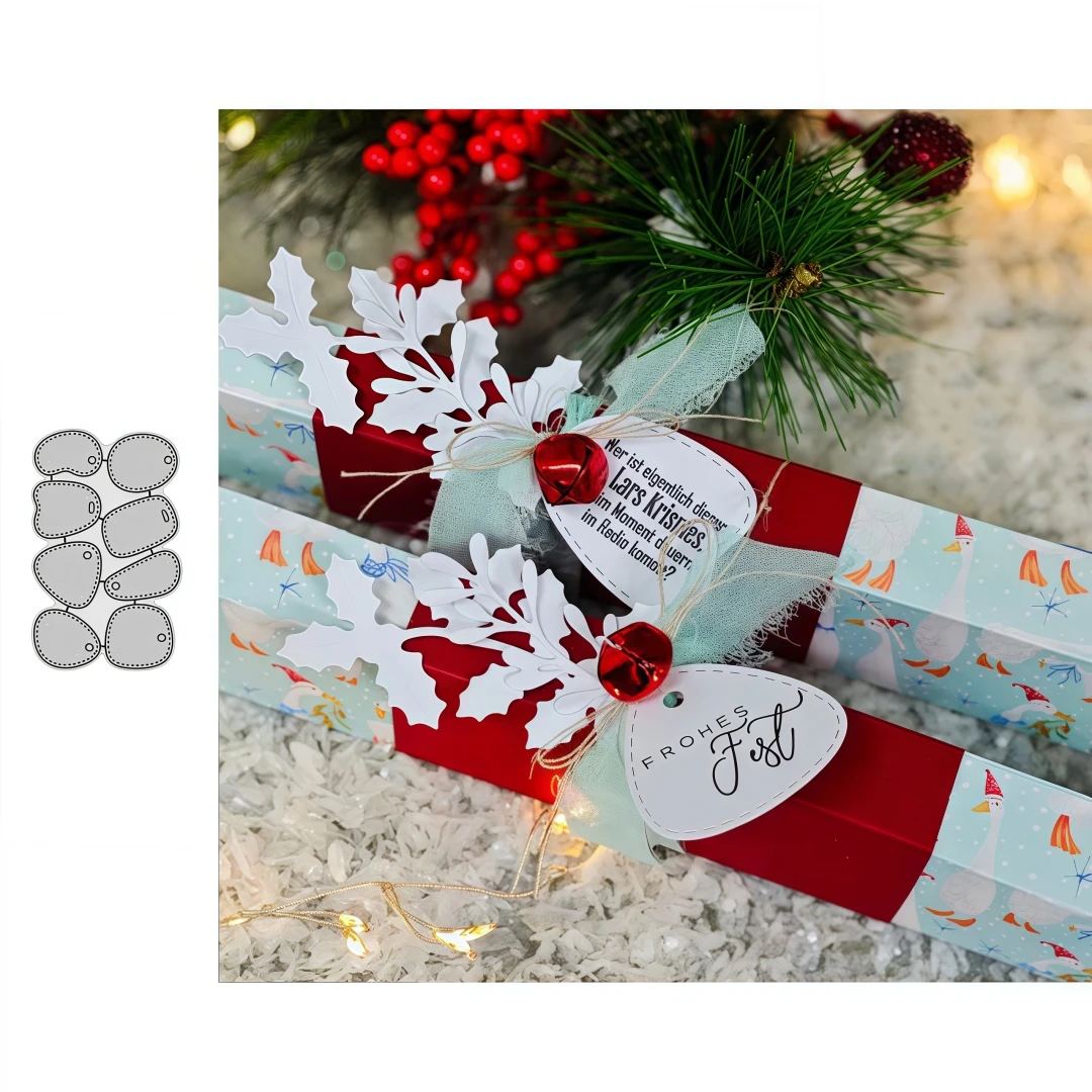Neue Metallschneideformen mit Geschenketikett, geeignet für Weihnachtskarten, Sammelalben, Papierhandwerksmesser, Formen, Klingen, Vorlagen.