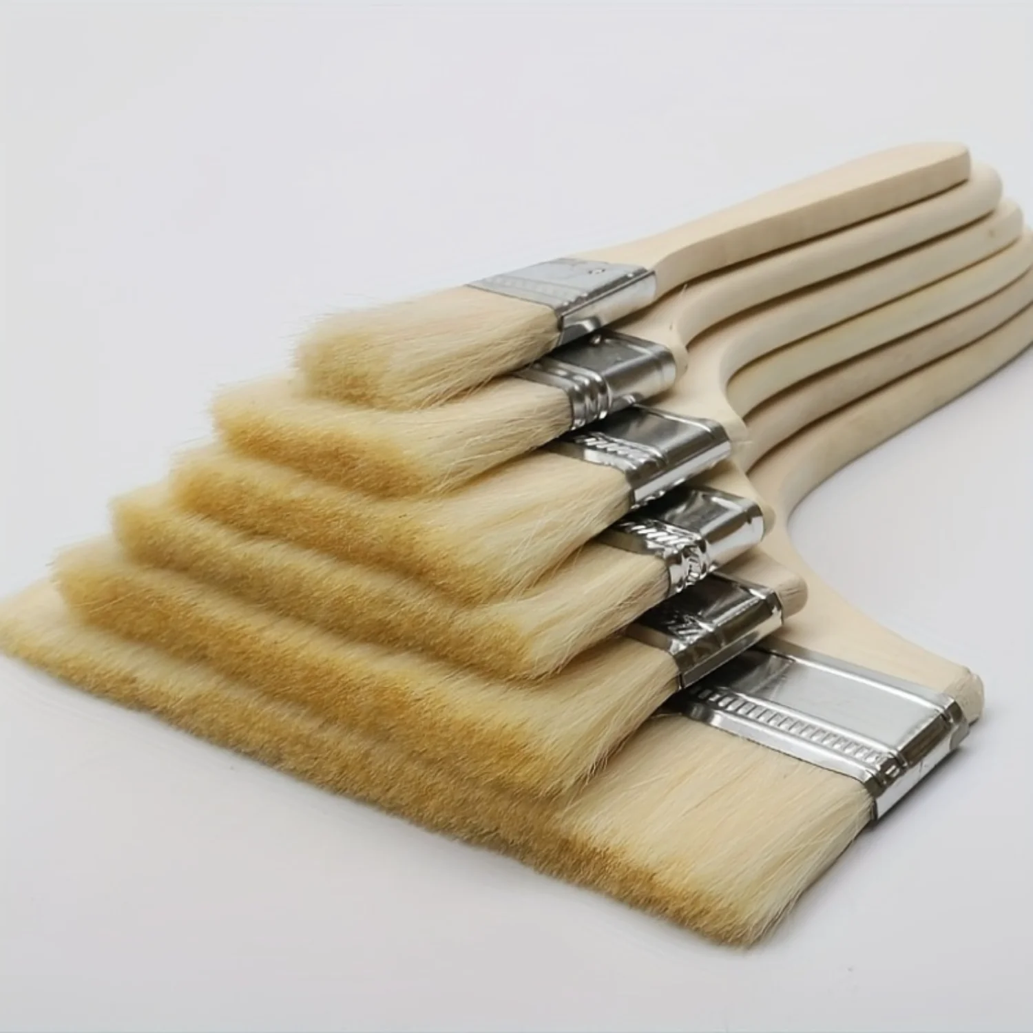 Soft Bristle Paint Brushes with Long Wooden Handle for Wall, ,  Cleaning - Reusable Wood Handle Brushes for Car, Patio, Jewelry,