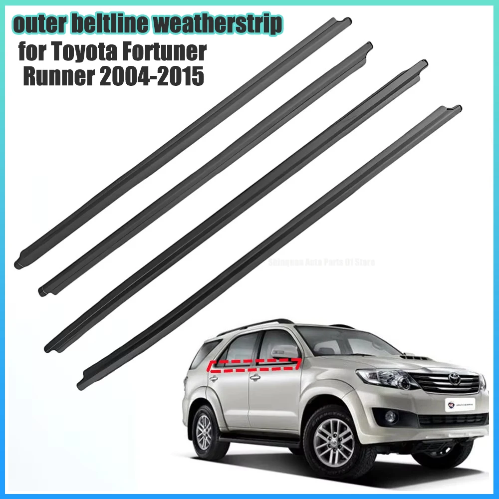 Outer Window Weatherstrip Seal Trim for Toyota Fortuner / Runner 2004-2015 Door Glass Belt Molding Water Deflector Strip