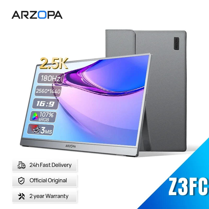 ARZOPA 16.1 Inch 2.5K Portable Monitor 180Hz High Refresh Rate External Second PC Displays for Office Use/PS4/Switch/Lap