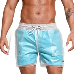 DESMIIT Waterproof Boardshorts Mens Beach Board Swim Shorts Men Swimming Trunks Transparent Surfing Short Bath Suit Sport Wear