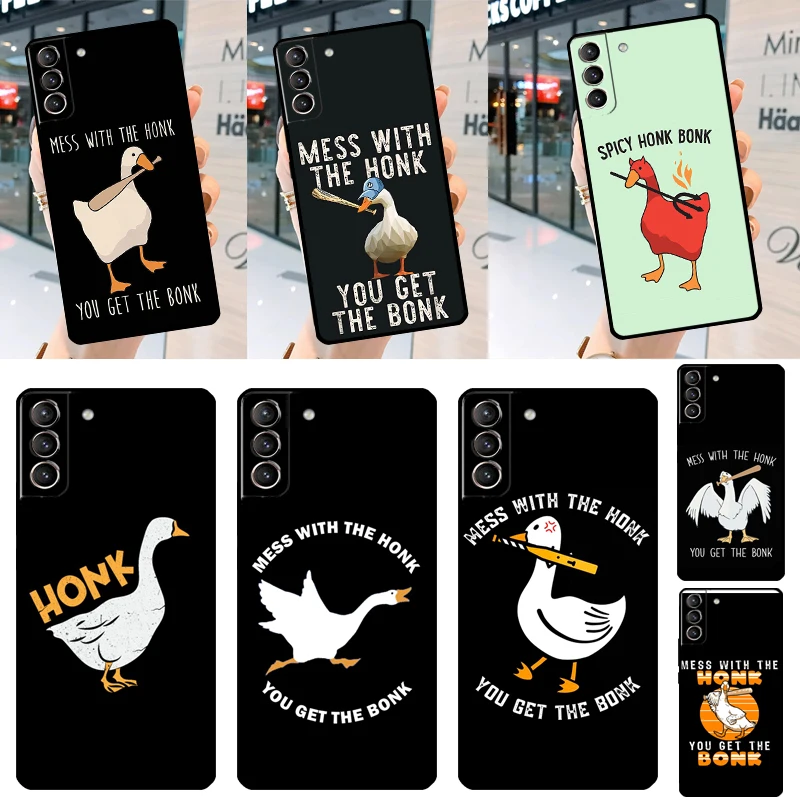 Duck Goose Honk Bonk Funny Meme Case For Samsung Galaxy S23 S22 S21 Ultra S20 FE S9 S10 Note 10 Plus Note 20 Ultra Cover