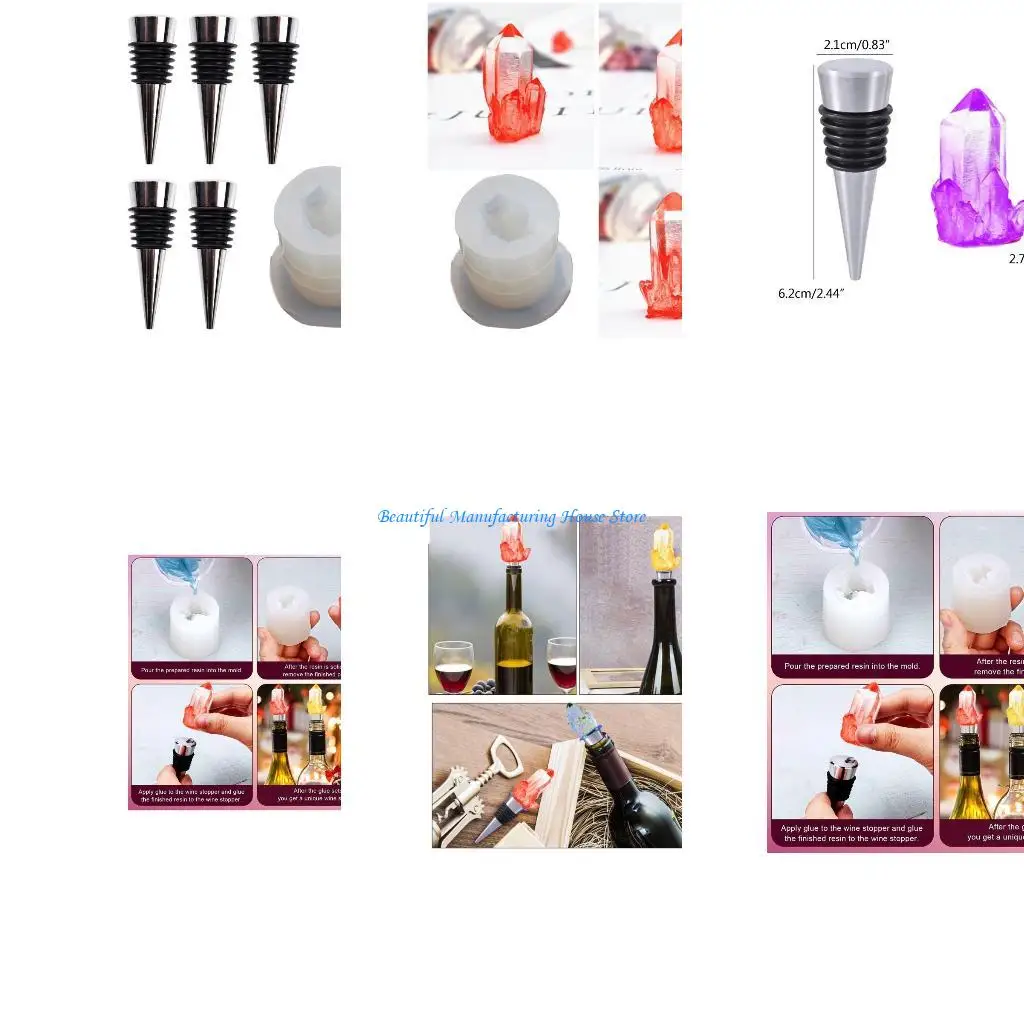 

E56A Crystal Wine Stopper Silicone On Top Wine Bottle Stopper Mold with Wine Stoppers