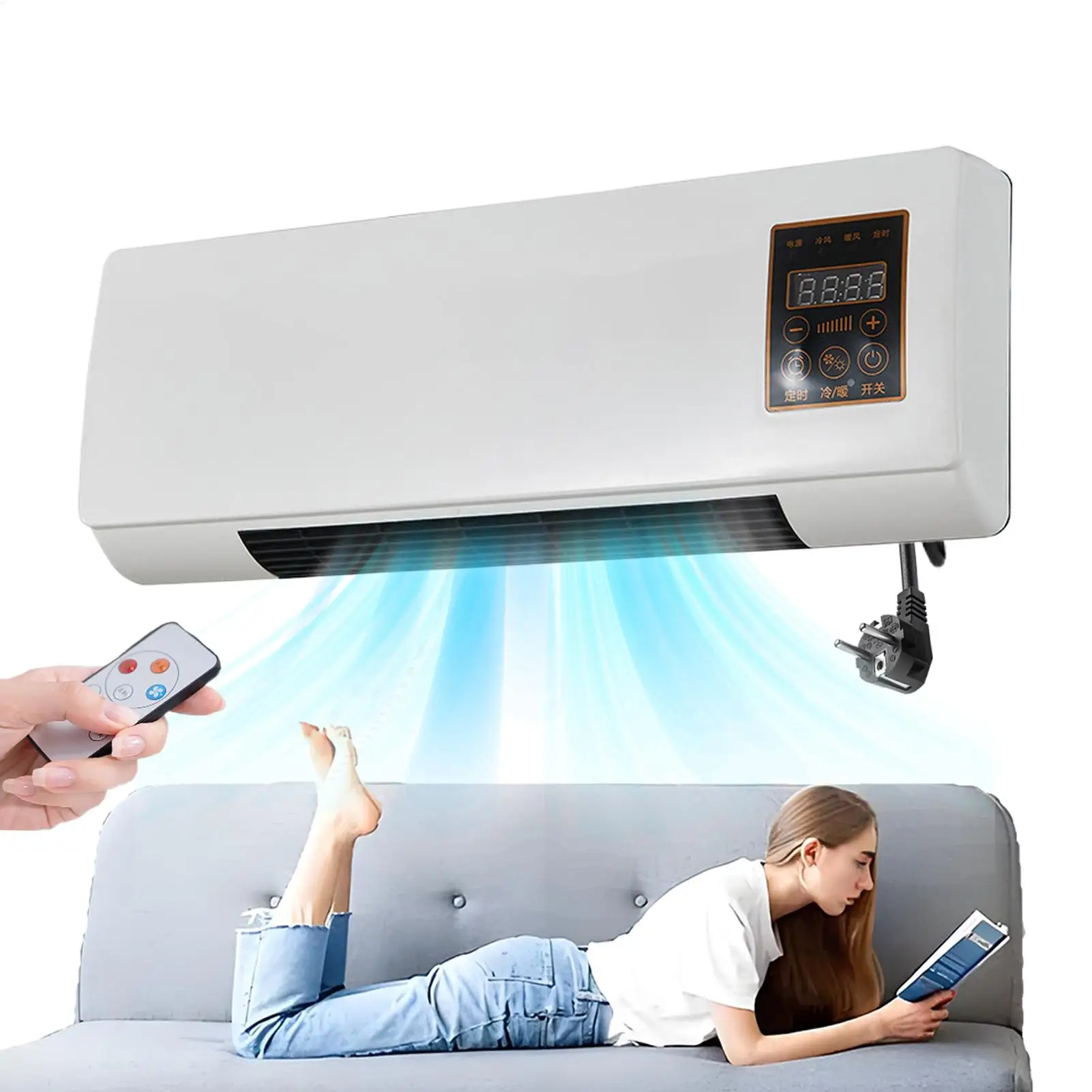 Комнатный кондиционер Портативный кондиционер для настенного обогревателя с дистанционным управлением Всесезонный для небольшой квартиры