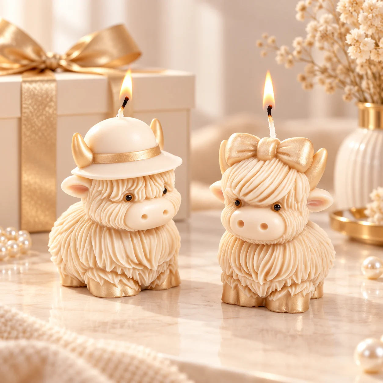 3D Highland Cow Candle Mold Silicone Cute Long Hair Cow Wax Mold DIY Handmade Scented Candle Making Supplies Animal Gift Decor