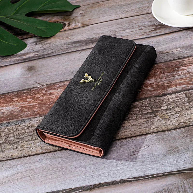 Fashion Fold Wallet For Women Solid Zipper PU Leather Luxury Designer Female Handbags Messenger Small Card Holder Coin Purse