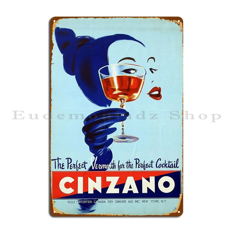 Cinzano-placas de letrero de Metal con estampado Vintage, decoración de pared, cocina, sala de estar, cartel de estaño personalizado