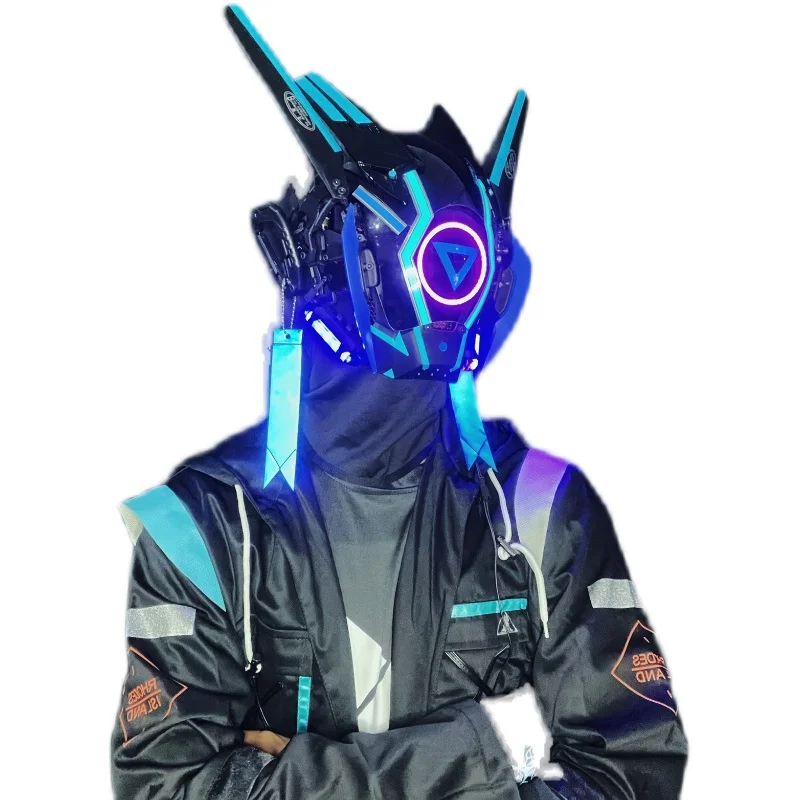 

Bar Gothic Cold Light Helmet Masks Cosplay Knight Gloves Punk Cos Mask Technology Machinery Photography Street Shooting Props