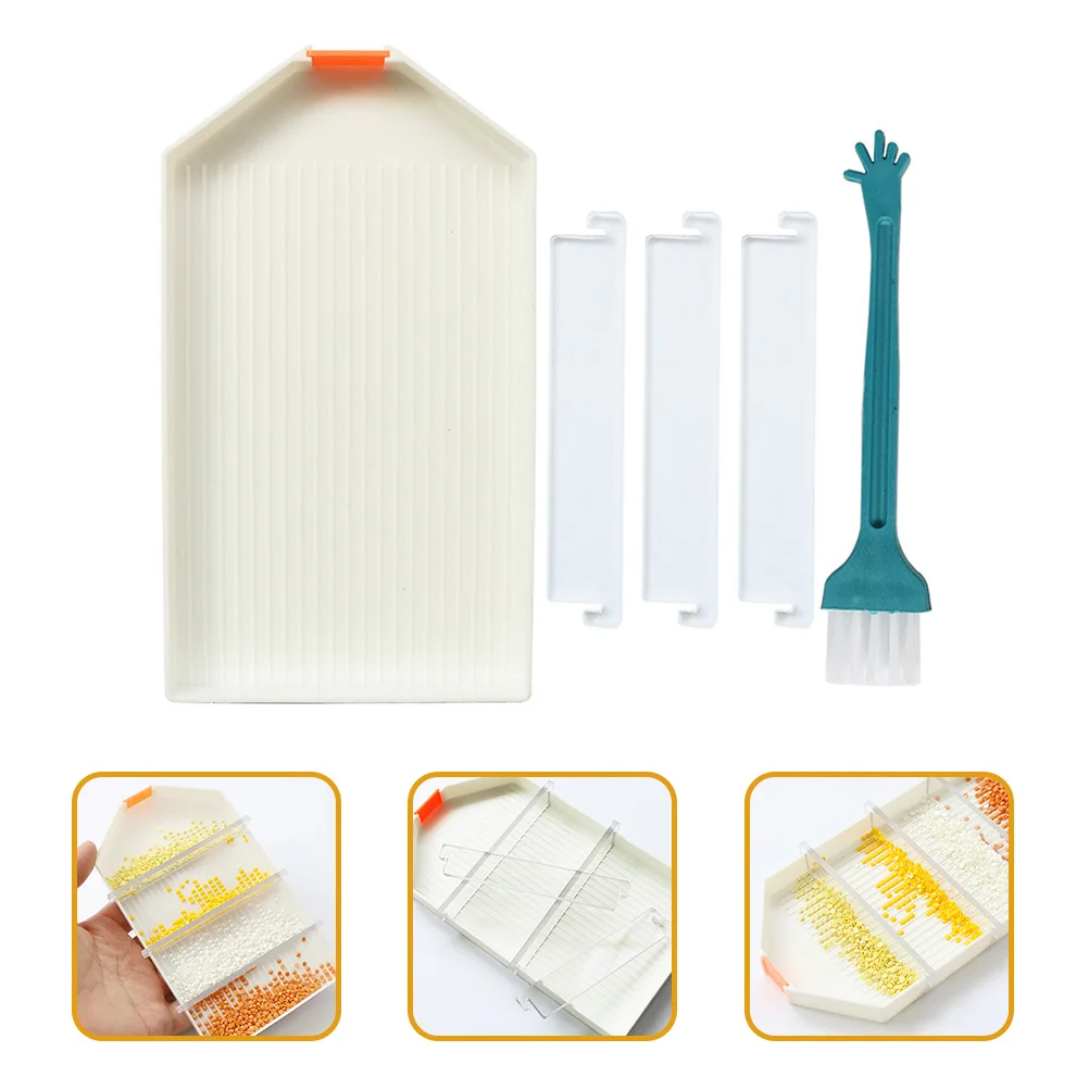 1 set Diamond Art Tray Kit With Brush Rhinestone Sorting Durable Plastic Bead Organizing Tool Diy Point Drill Divider Container