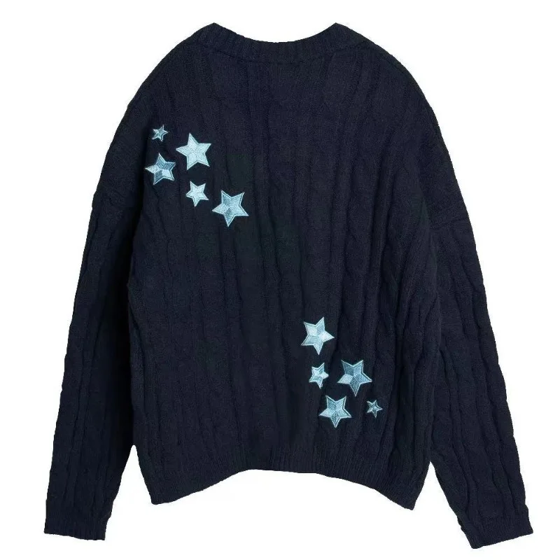 

Women's Clothing New Autumn Winter Knit Cardigans Embroidery Coats Knitwear Casual Retro Sweaters Long Sleeves Tops Buttons