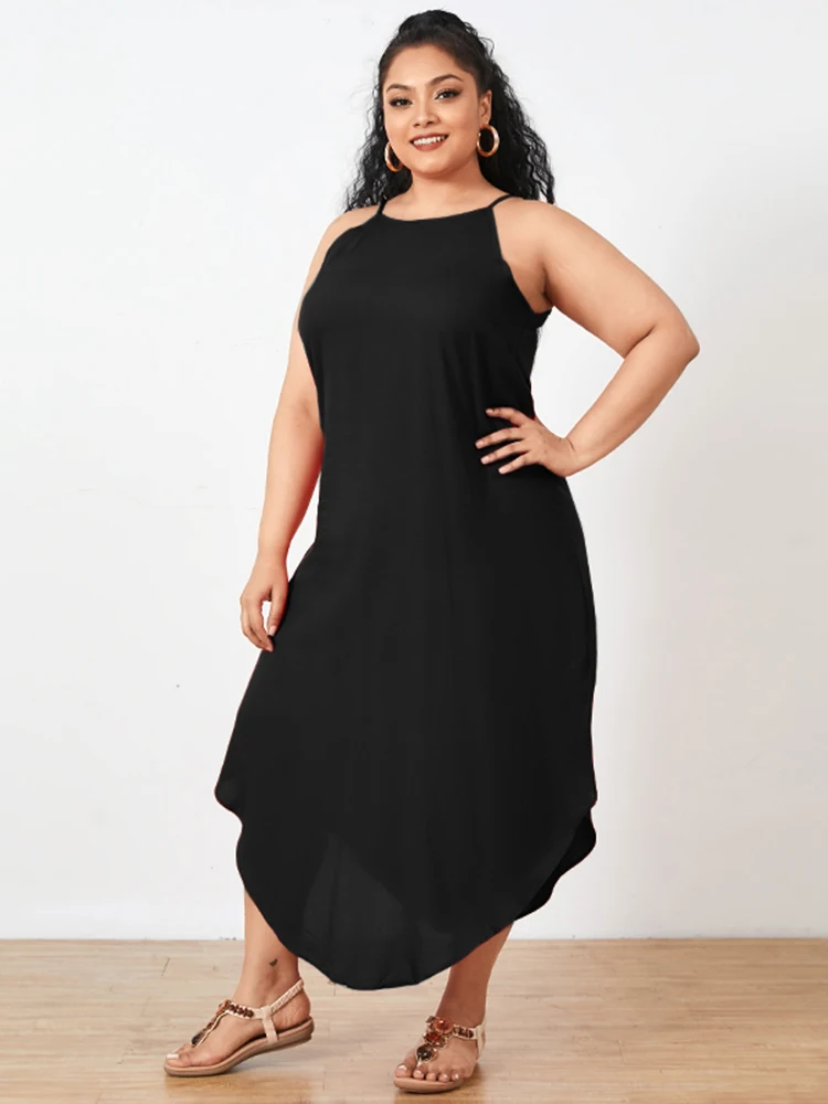 VONDA Plus Size 5XL 2023 Summer Maxi Dress Women Sleeveless Backless Bohemian Party Beach Sundress Casual Halter Long Robe