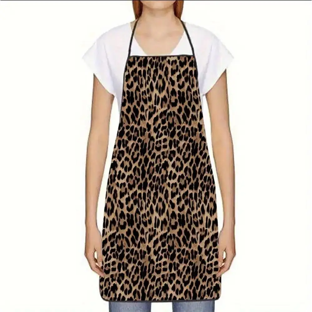 Leopard Print Apron, Wild Animal Pattern Apron for Kitchen Cooking & Restaurant Service