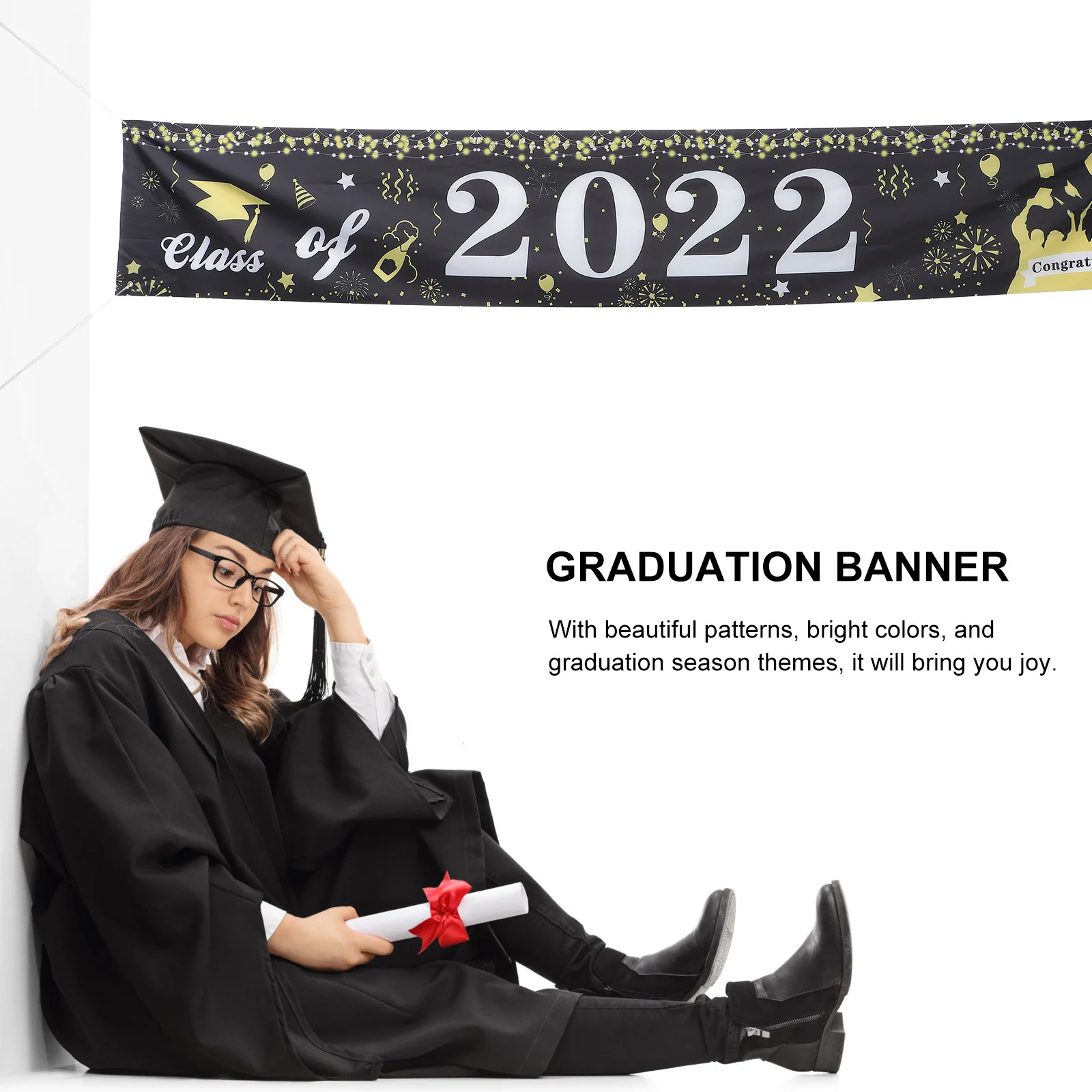 

Graduation Season Banner Bright Patterned 2022 Graduation Backdrop Dessert Table Party Decorations Congratulations Banner