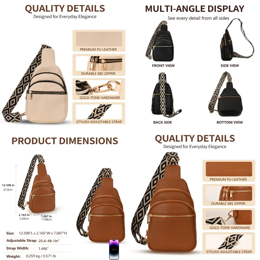 

【New style】Stock new outdoor portable chest bag unisex shoulder bag pu multi-function -body bag