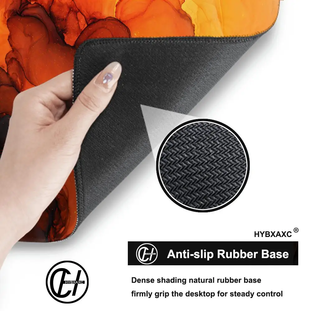 Tappetino da scrivania con nuvola astratta 80x30 Tappetino per mouse da gioco con scintille arancione dorato con inchiostro grande Base in gomma antiscivolo Tappetino da scrivania con bordo cucito