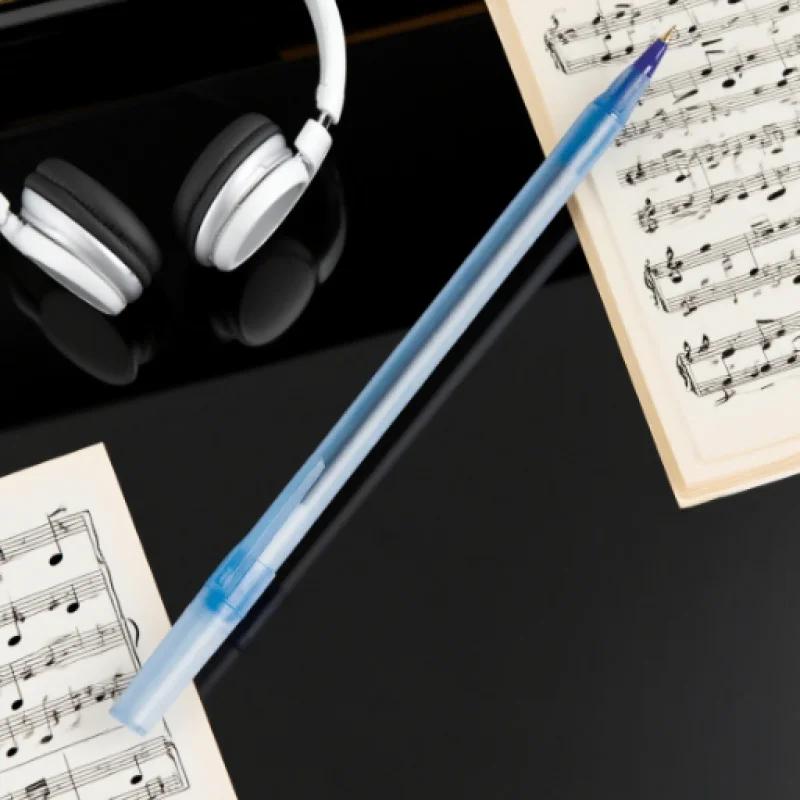 10 Bulk Blue Ballpoint Pens, 1.0mm Nib, Round, Long-Lasting, Translucent, Smooth Ink Flow