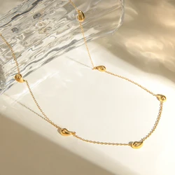 Minimalist 18K PVD Plated Light Cozy Stainless Steel Chubby Water Drop Necklace Chain Trendy Women Premium Jewelry Bijoux