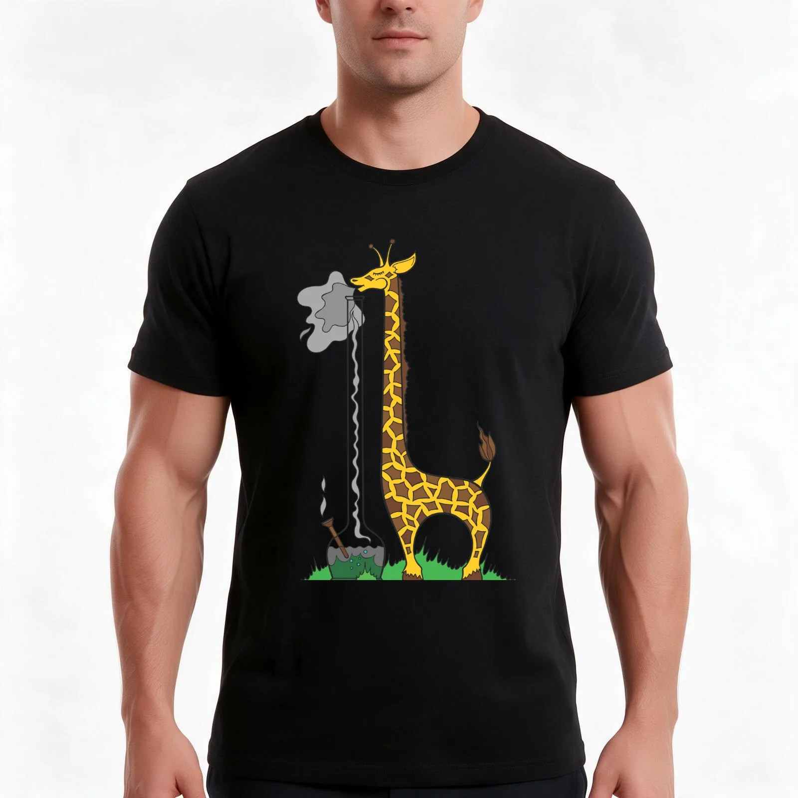 Long Long Giraffe Bong T-Shirt Summer Casual Cotton Tee Oversized Streetwear Tops Vintage Graphic Print Unisex Men Women