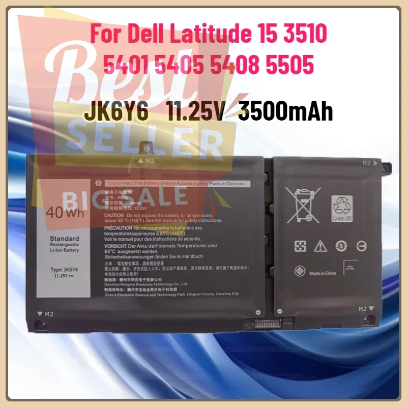 

New JK6Y6 BatteryReplacement Battery For Dell Latitude 15 3510 5401 5405 5408 5505 Series 11.25V 40Wh