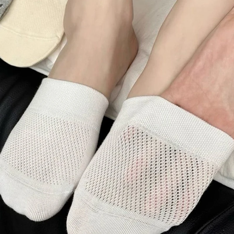 1/5 Paar Sommer-Dünnschaftsocken für Damen, Unsichtbare Rutschfeste Atmungsaktive Komfortable Halbsocken mit Netzstoff – Detail 4