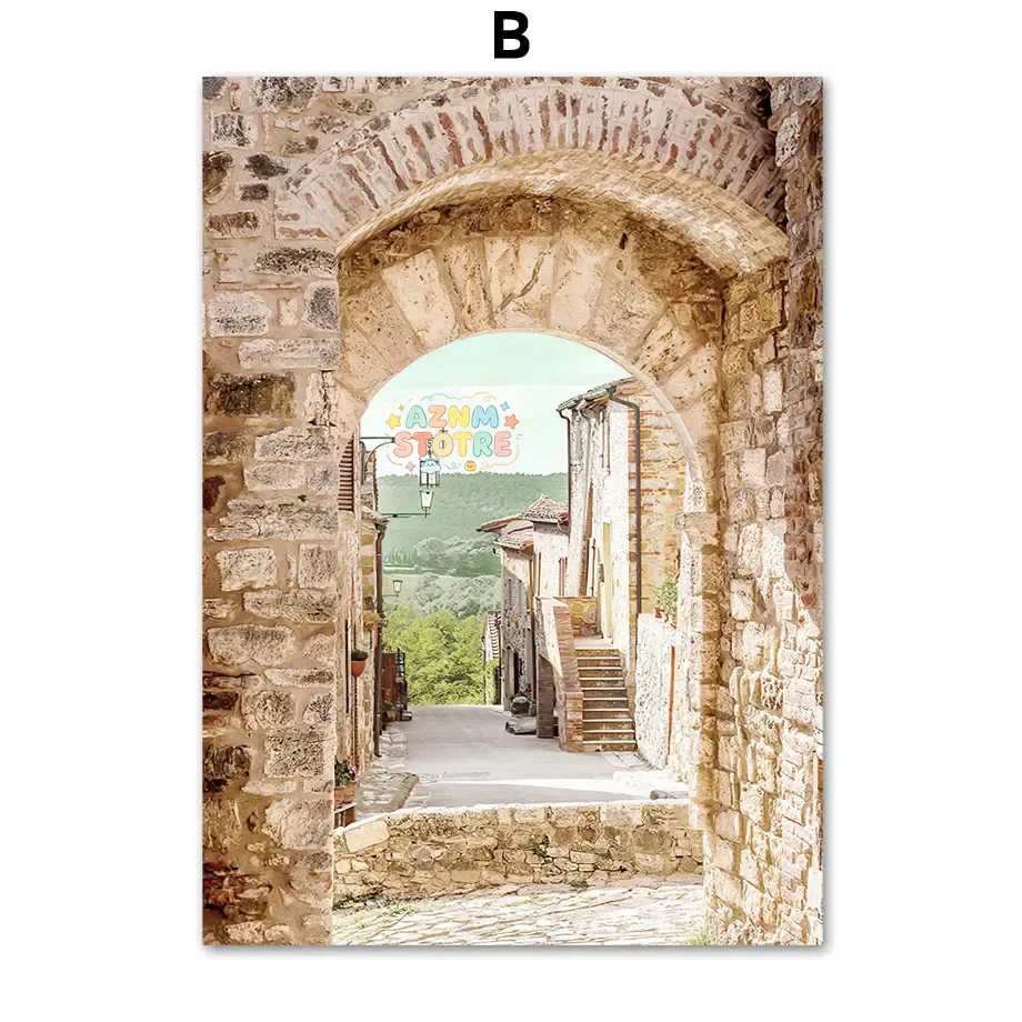 Painting Print Wall Picture Living Room Decor Italy Tuscany Small Town Mediterranean Country Art Canvas Poster
