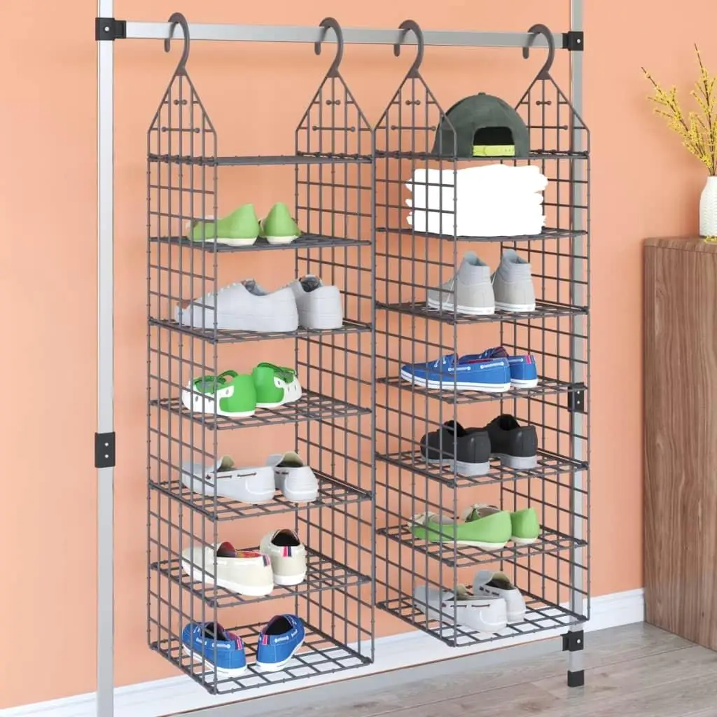 2-Pack 7-Shelf Hanging Closet Organizer Storage Solution - Space-Saving Wardrobe Hanging Rack