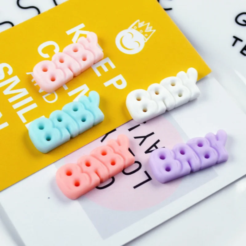 10pcs Kawaii Baby Letter Planar Resin Flatback Cabochons Embellissement Scrapbooking DIY Mobile Phone Case Hair Bow Decoration