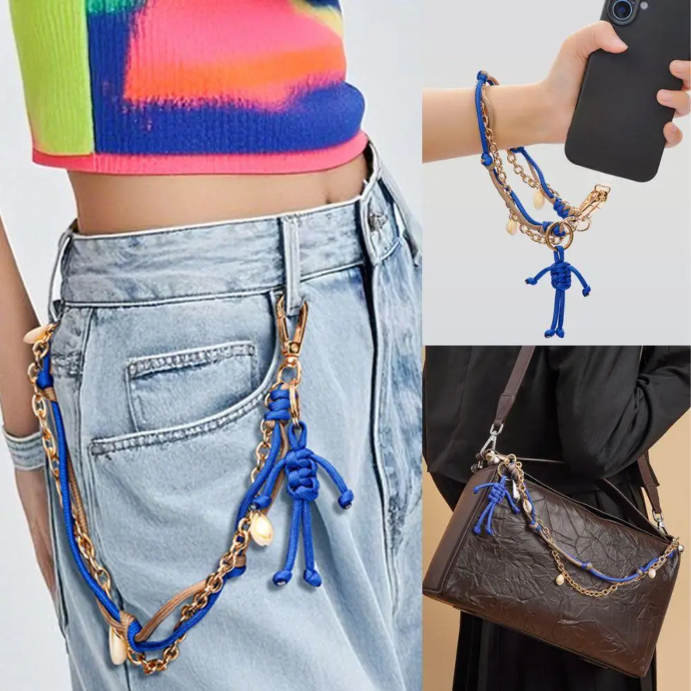 

New Braided Rope Hand-woven Bag Pendant Chain Mini Robot Fashion Cellphone Rope Key Pendant Multi-functional Clothing Accessory