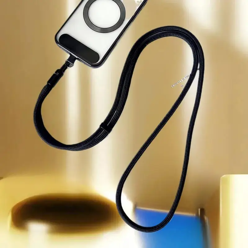 حبل متين للهاتف المحمول للاستخدام الخارجي مع حبل مضاد للفقدان ومشبك بطاقات للحافظات ومرفق المفاتيح