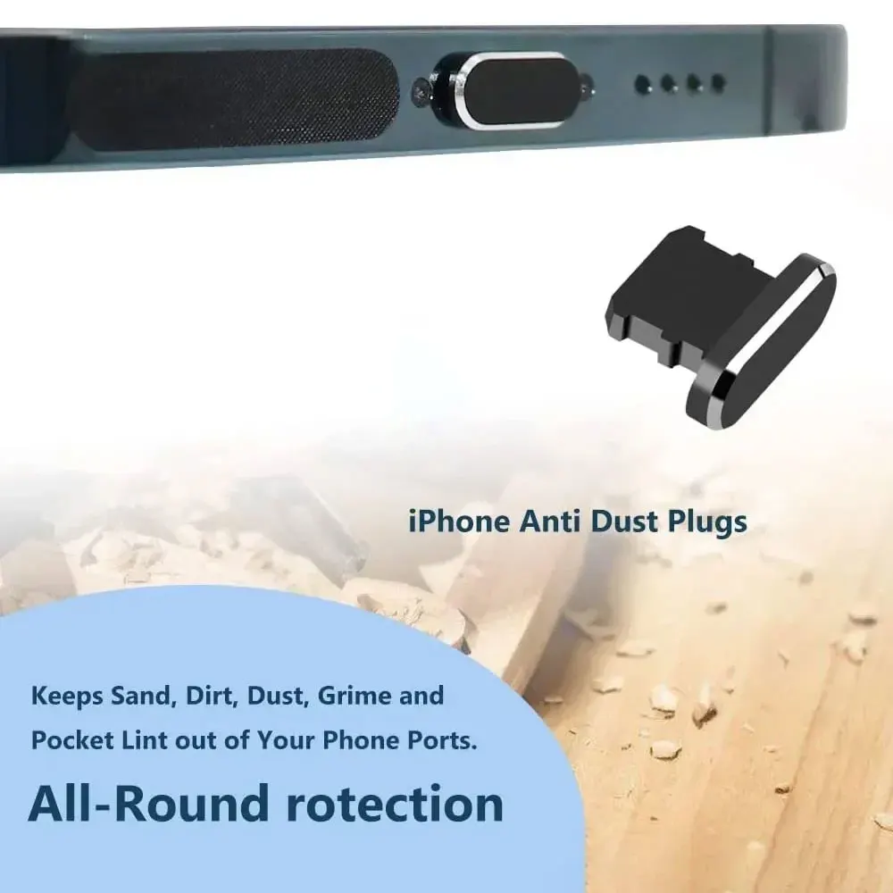 아이폰 14 13 12 8 프로 맥스 플러스 타입 C 이어폰용 휴대폰 충전 포트 먼지 플러그 및 청소 브러시 세트
