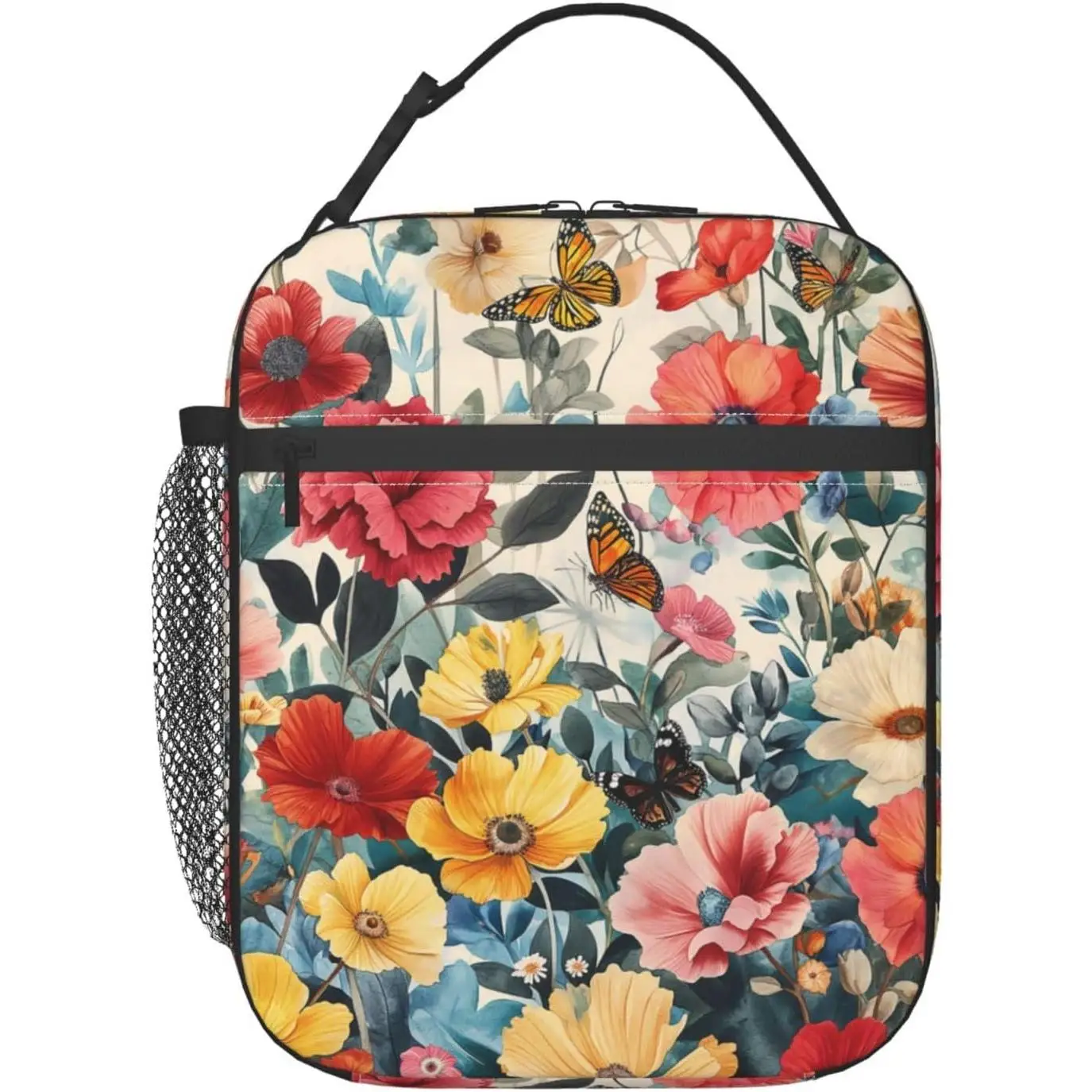 

Ланч-бокс с цветочным принтом, ланч-бокс с бабочкой и цветком, изолированный холодильник, многоразовая сумка для обеда, контейнер, подарки для работы, офиса, пикника, путешествий