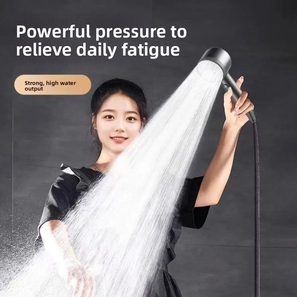 High Pressure Bathroom Showerhead Set 5 Speed Adjustment Water Saving Handheld Shower Hand One-Key Stop Easy To Install