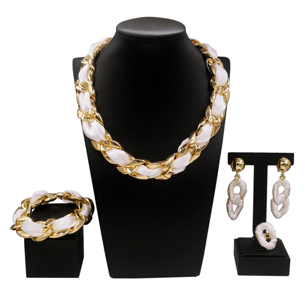 

High Quality Gold Plated Jewelry Set Elegant Women Party Earrings Necklace Unique Design Accessories Free Shipping Worldwide Yll