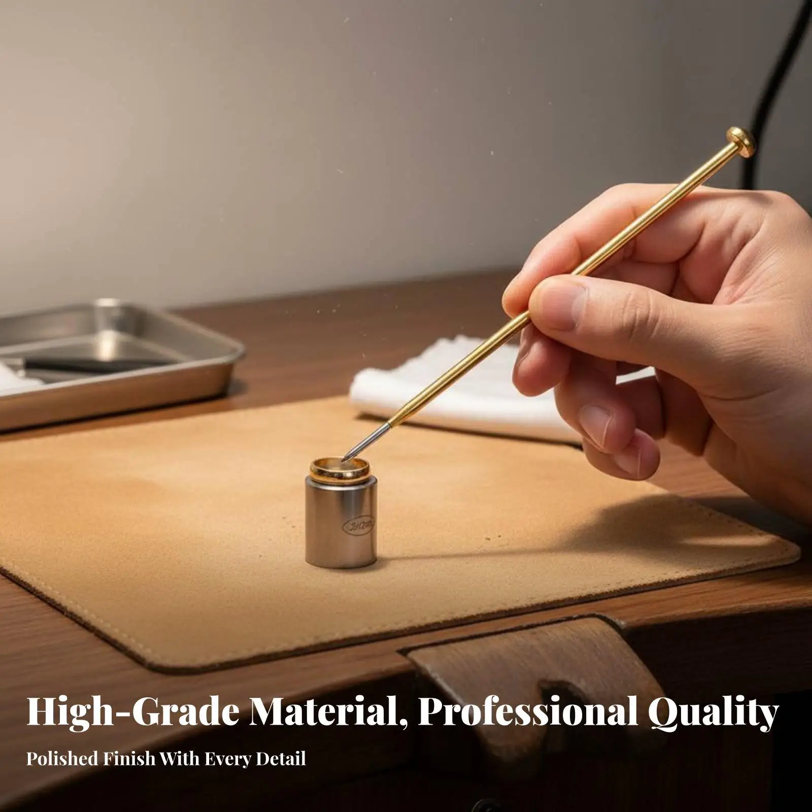 Tungsten Steel Press Pen for Jeweler Polishing Tool Copper Handle Burnisher for Precious Metal Smoothing Detailing Scratch