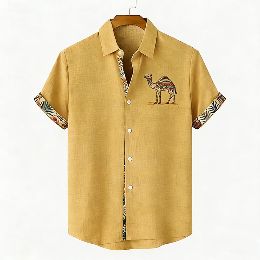 

Men's 2026 spring new short-sleeved shirts HD pattern 3D printed shirts Hawaiian vacation social men's clothes fast delivery